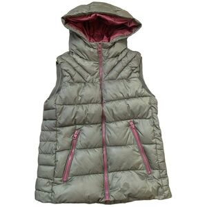 ZARA Hooded Puffer Vest/Jacket With Zipper Pockets Olive Green Boys 11-12Y